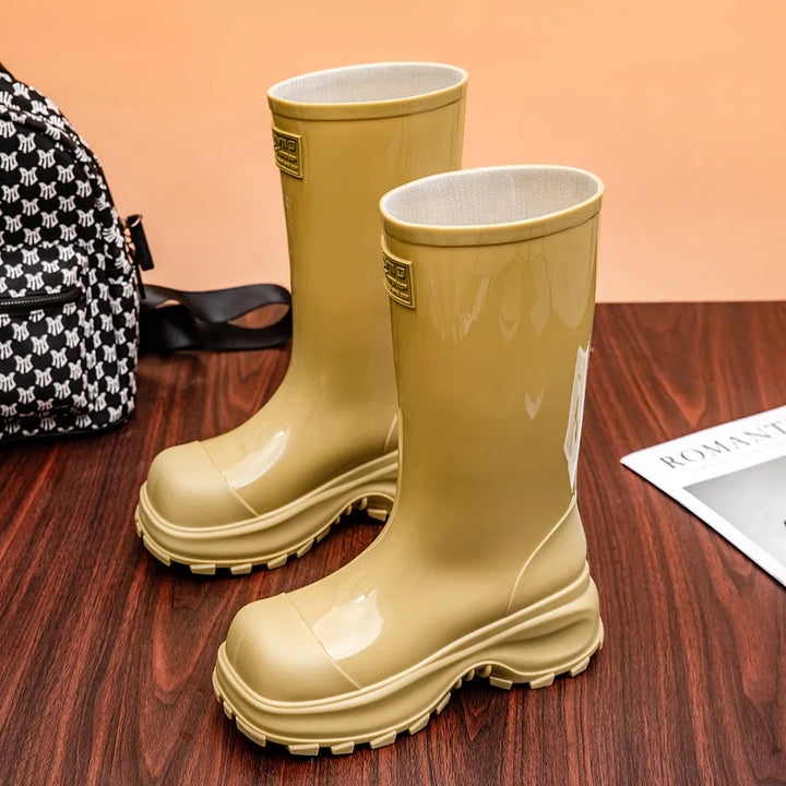 Women's rain boots with slip-resistant soles