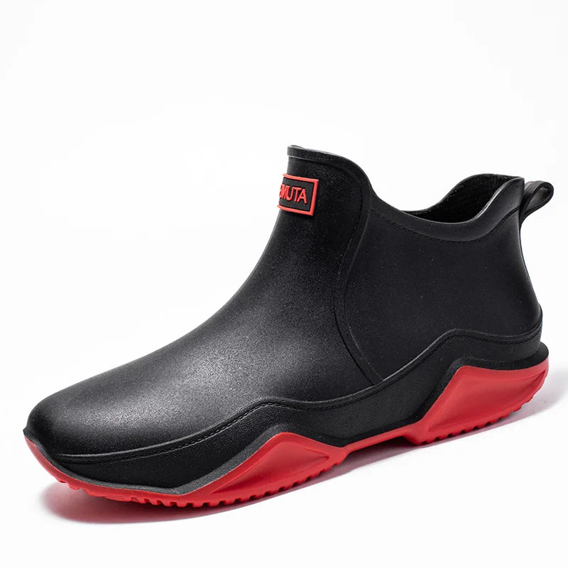 Men's rain boots with slip-resistant soles