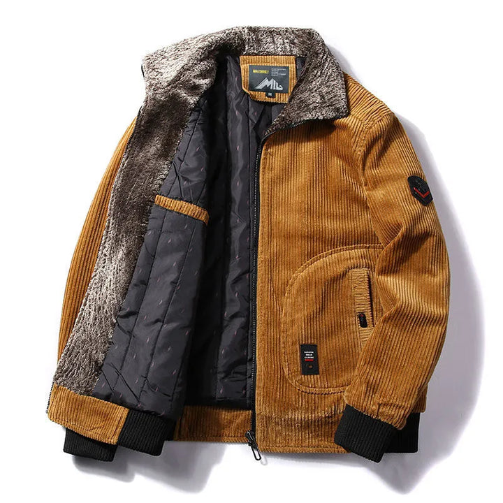 Men's bomber jacket with plush collar and pockets