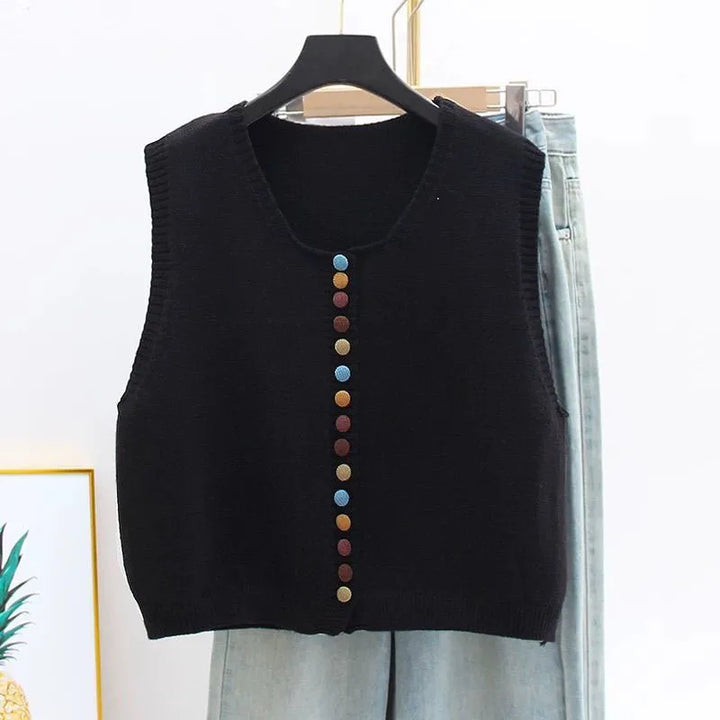 THE MARIBEL | KNITTED VEST WITH COLOR BUTTONS