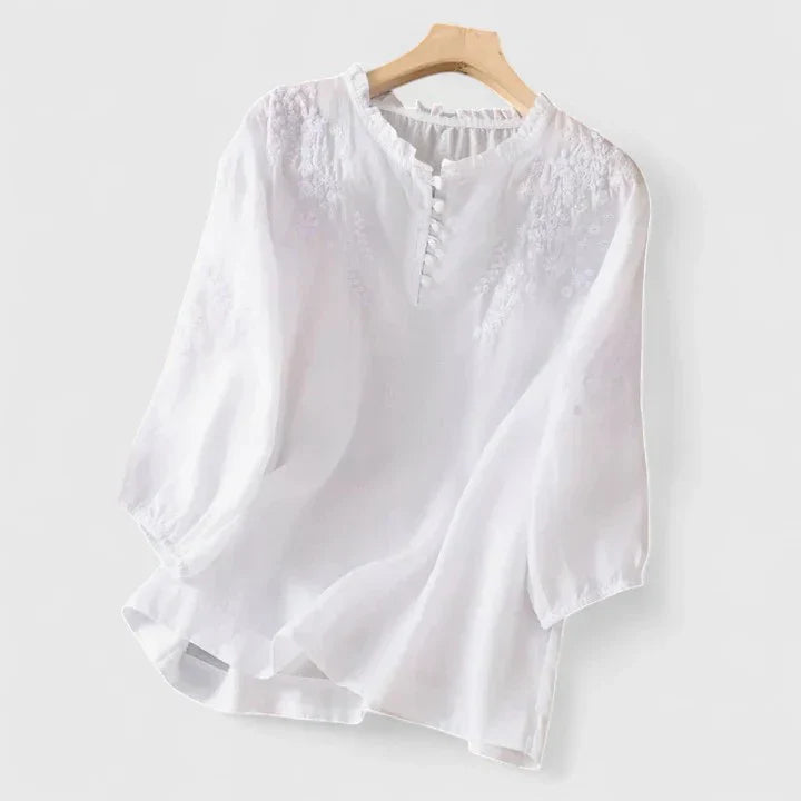 Victoria™ - Elegant Blouse with Button Placket