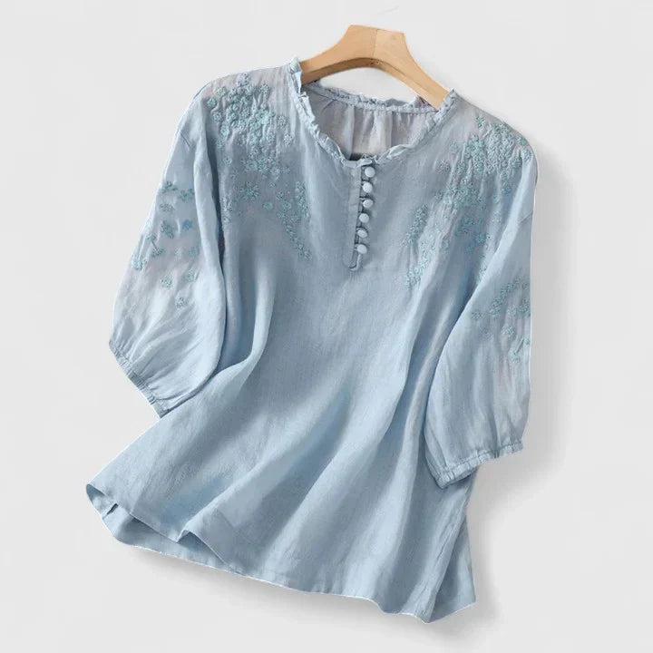 Victoria™ - Elegant Blouse with Button Placket