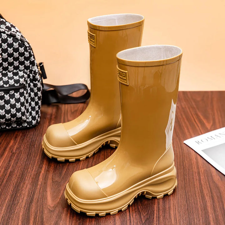 Women's rain boots with slip-resistant soles