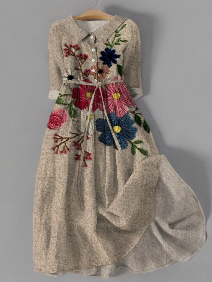 Sofia - Botanical Lace Vintage Dress with Pockets