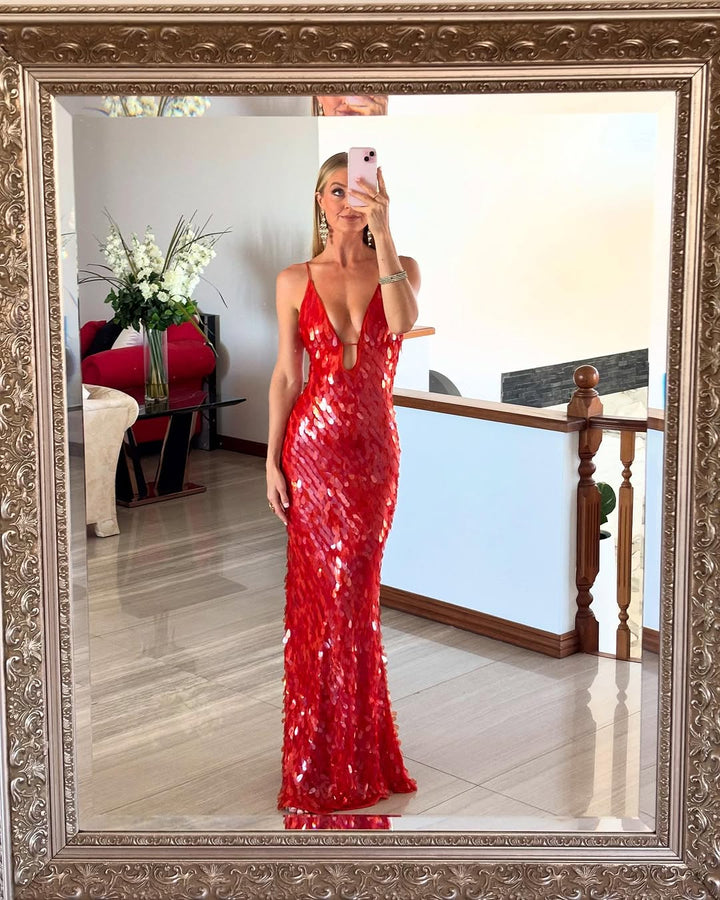 Kalea - Glitter Sequin Backless Cami Dress