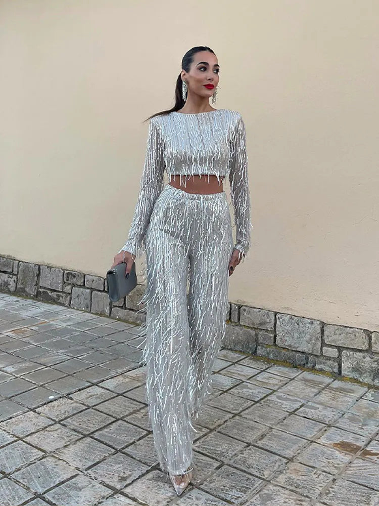 Coraline - Glamorous Sequin Crop Top