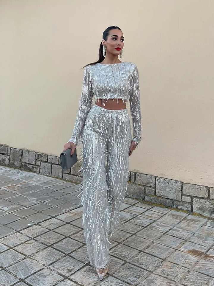 Coraline - Glamorous Sequin Crop Top