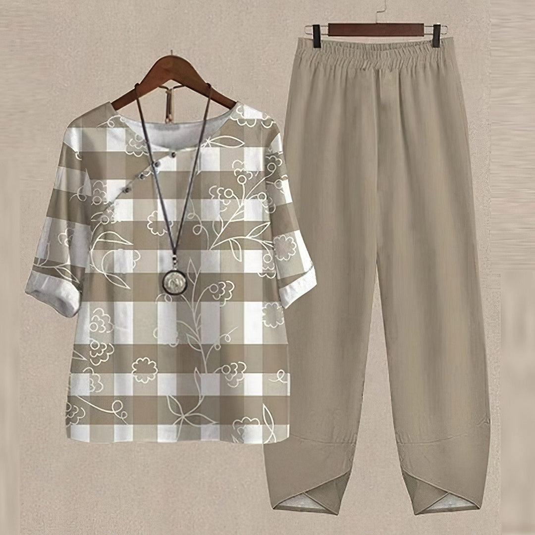 Damen Zweiteiliges Set mit Rundhals und Kurzarm