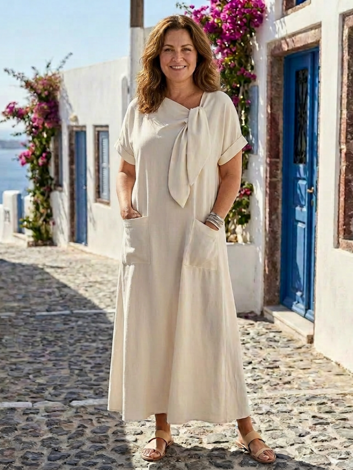 Elowyn | Maxi dress with round neck and short sleeves