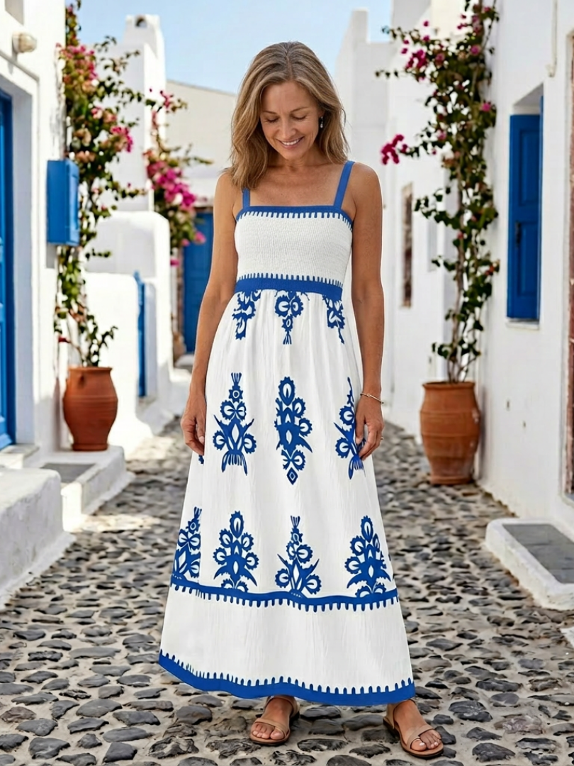 Odelina | Sleeveless Maxi Dress with Ruched Bodice