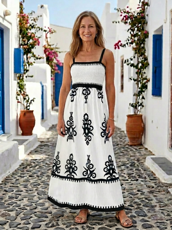 Odelina | Sleeveless Maxi Dress with Ruched Bodice