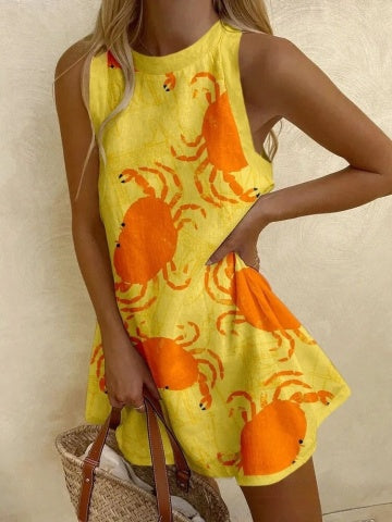 Orvienne™ | Crab Motif Mini Dress.