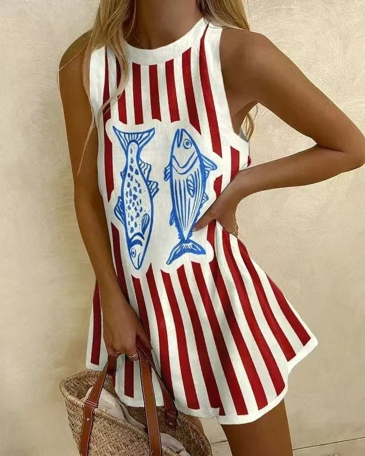 Delara™ | Mini Dress with Fish Print