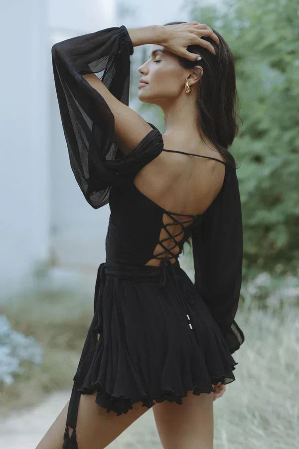 Layla™ - Stylish Mini Dress with Balloon Sleeves