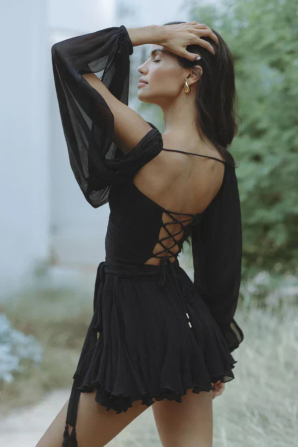 Layla | Women's V-Neck Mini Dress with Tie Belt