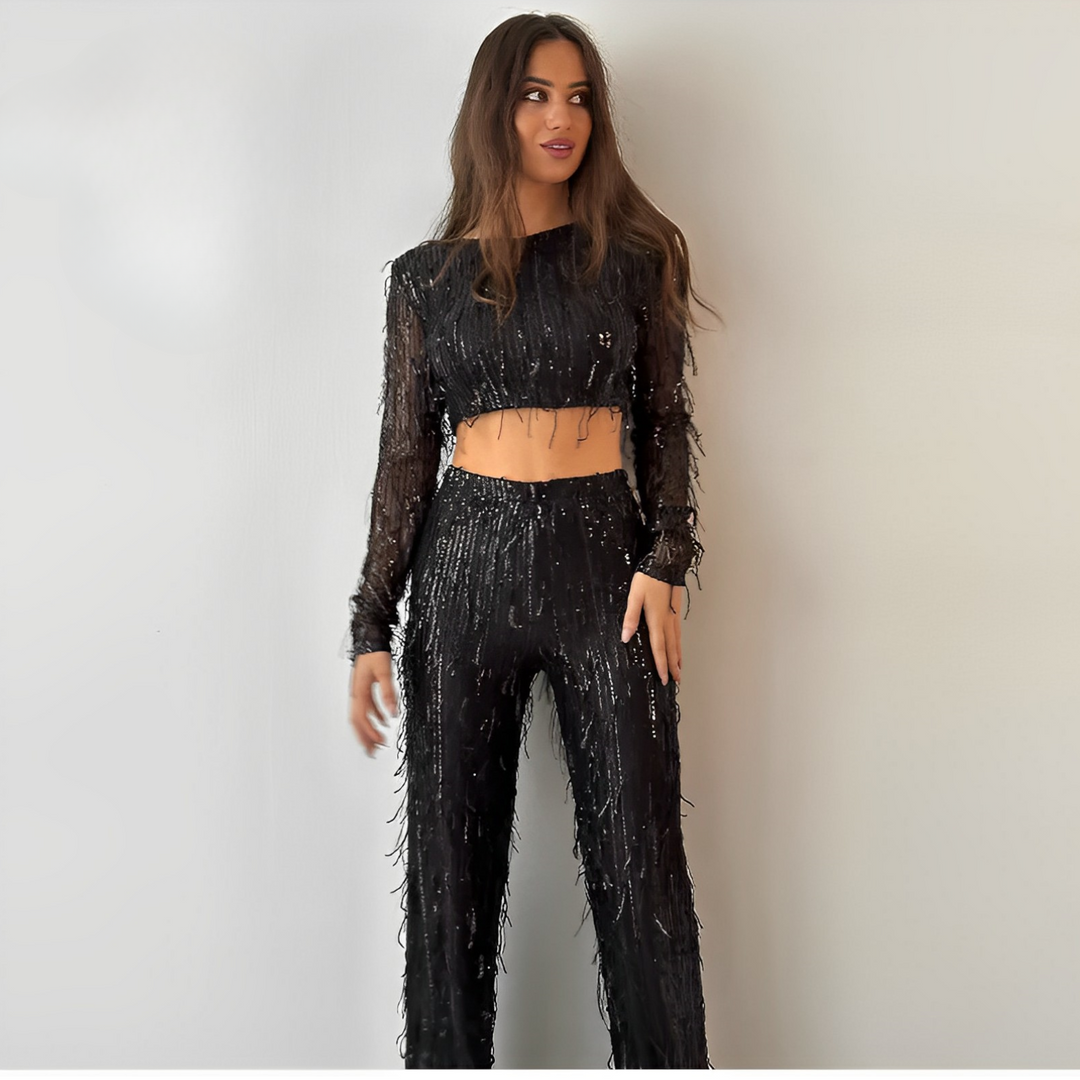 Coraline - Glamorous Sequin Crop Top