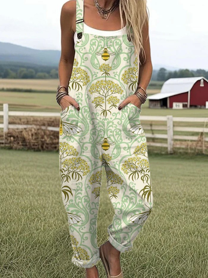 Vintage Floral Jumpsuit - Effortless Comfort & Stylish Wide-Leg Design