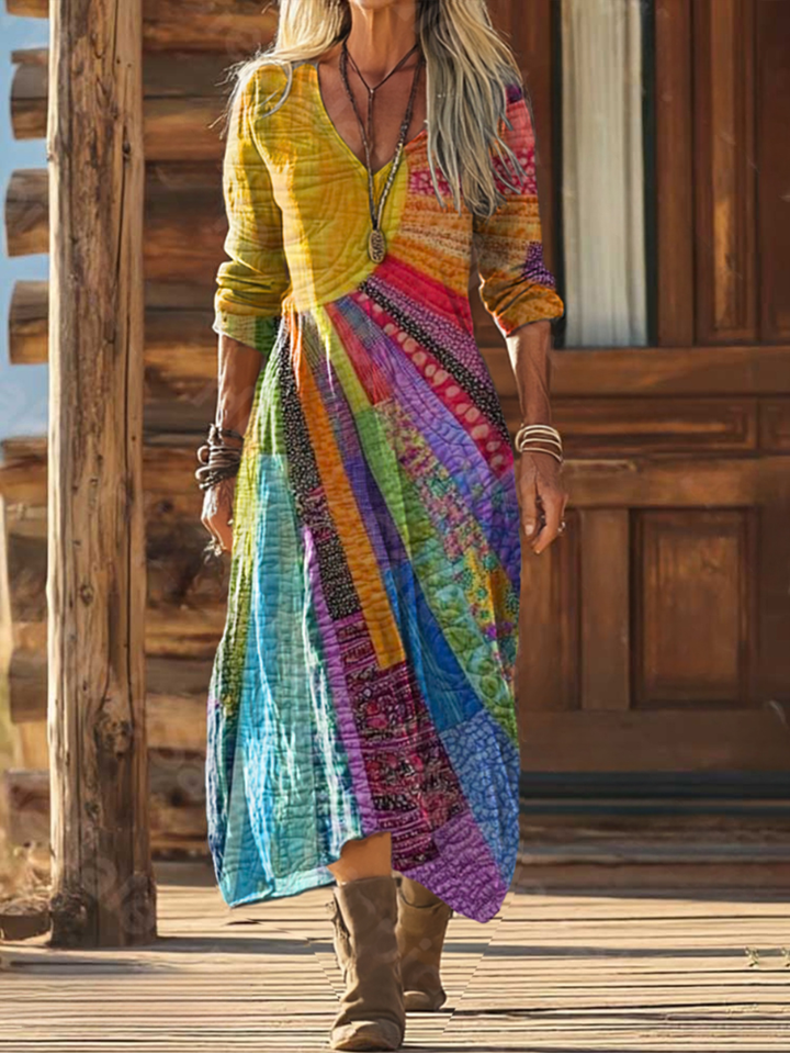 Boho-Chic Sun Print Dress