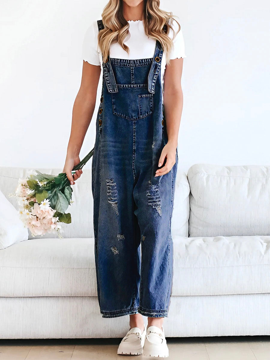 Thessa™ - Faded Denim Dungarees