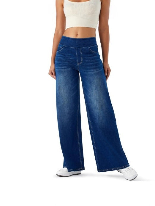 Casual Women's Cotton Jeans with Cross Print