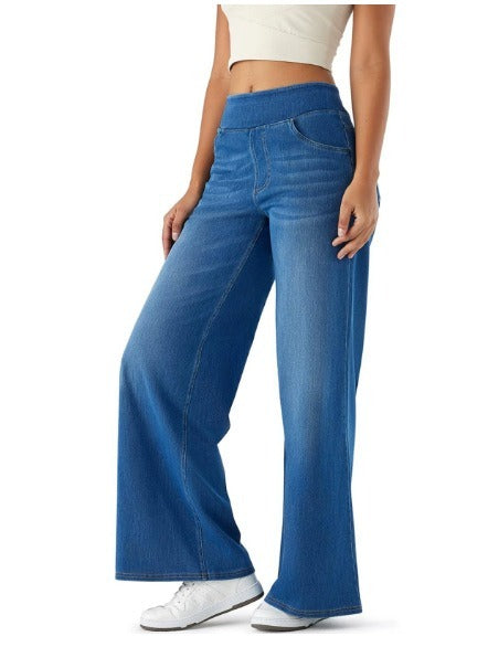 Casual Women's Cotton Jeans with Cross Print