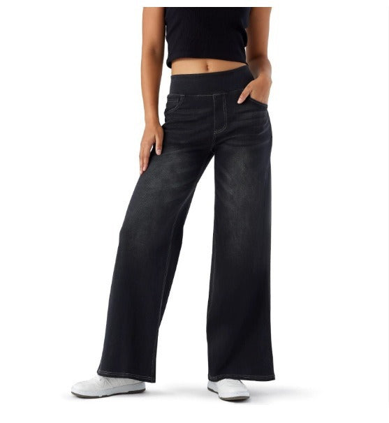 Casual Women's Cotton Jeans with Cross Print