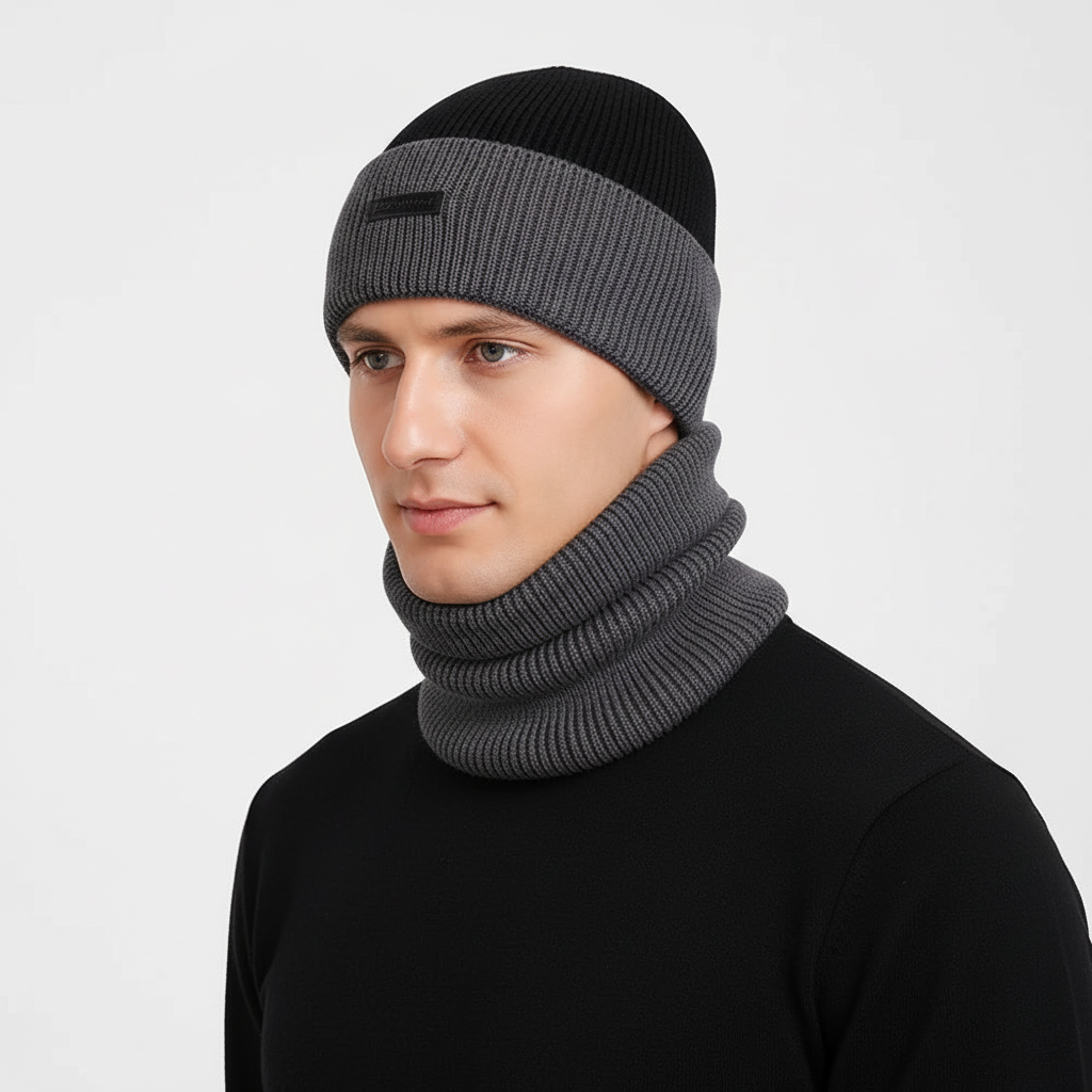 Wollmütze mit passendem Schal - WarmCombo für Kopf und Hals