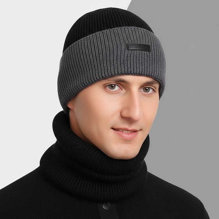 Wollmütze mit passendem Schal - WarmCombo für Kopf und Hals