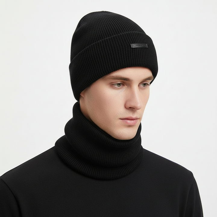 Wollmütze mit passendem Schal - WarmCombo für Kopf und Hals