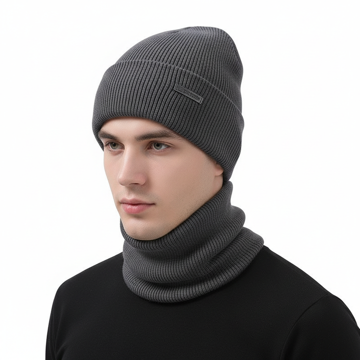 Wollmütze mit passendem Schal - WarmCombo für Kopf und Hals