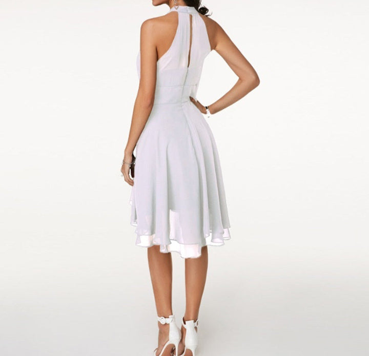 Damen Halter Mini Kleid mit High-Low Saum