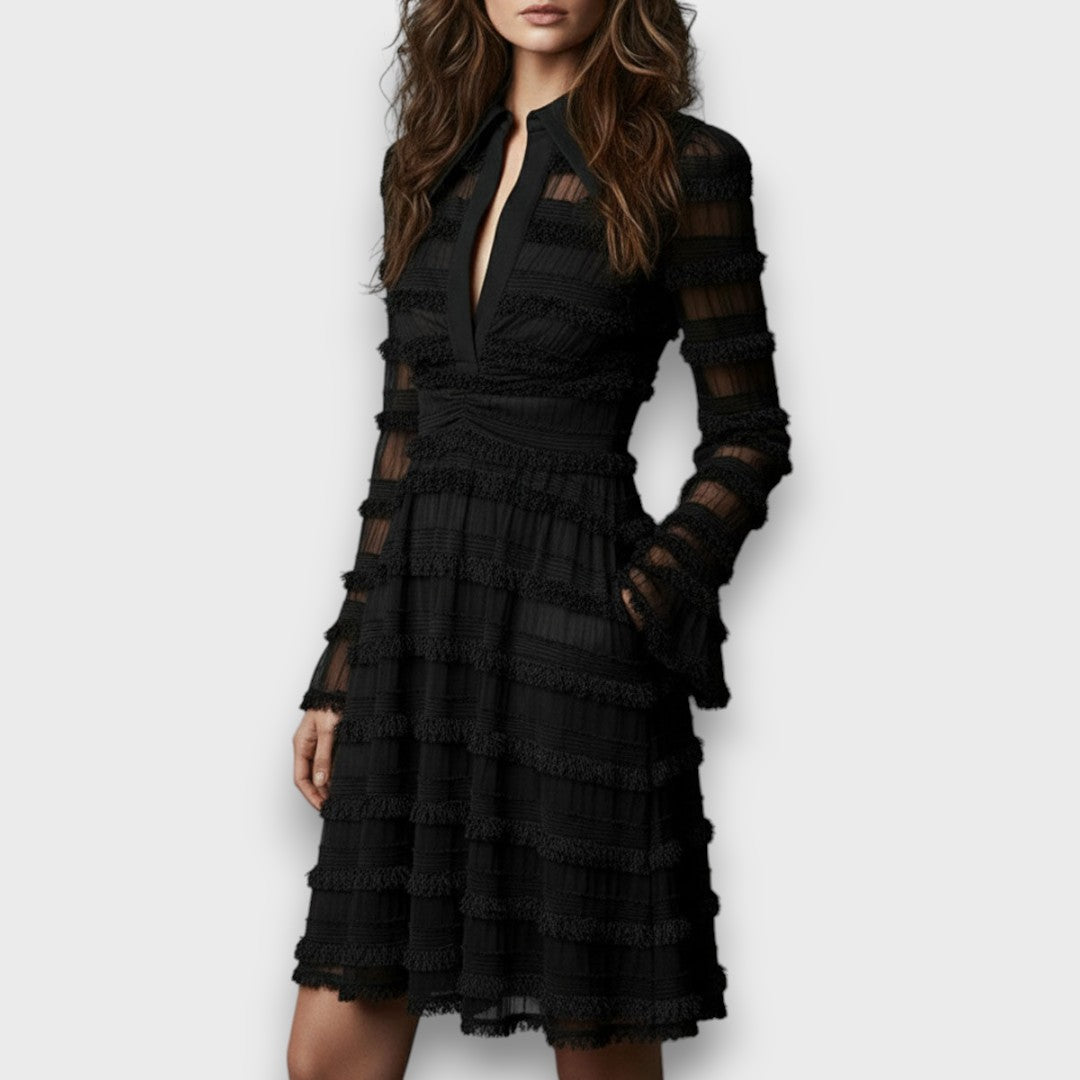 Parisa - Midi Dress with Transparent Fringe Details