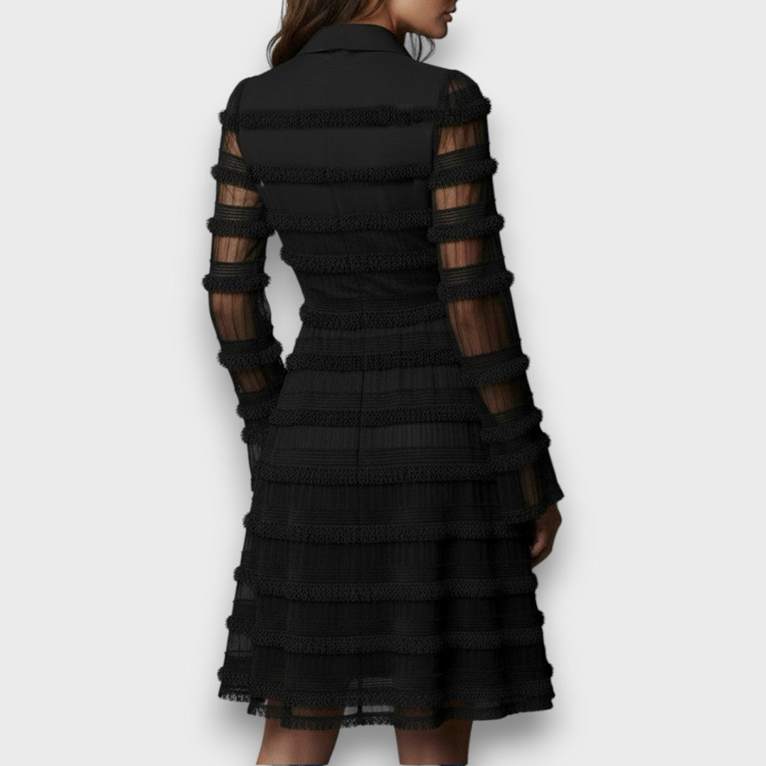 Parisa - Midi Dress with Transparent Fringe Details