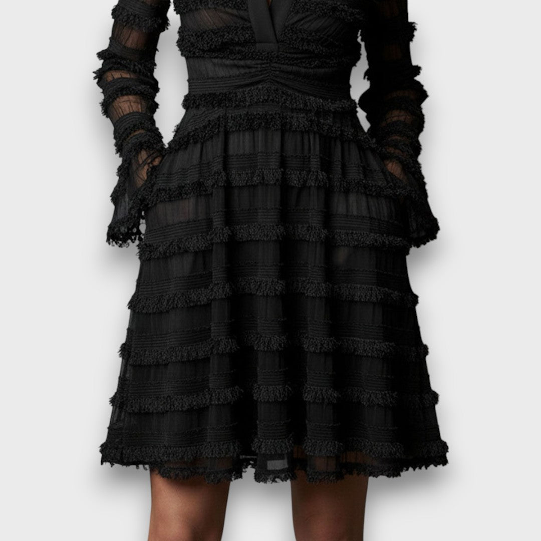 Parisa - Midi Dress with Transparent Fringe Details