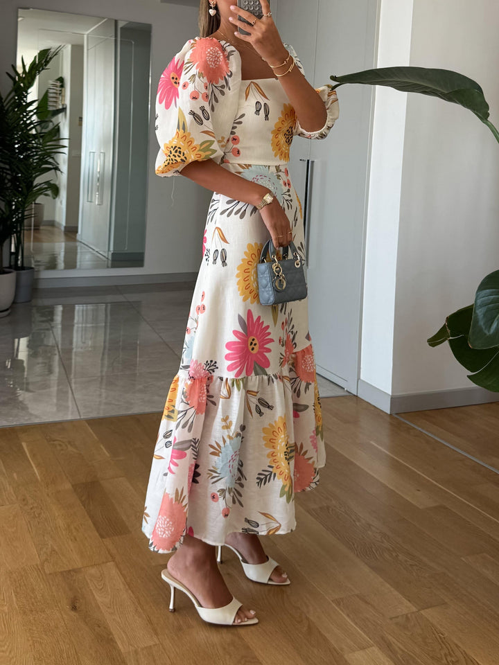 Camille | Women's Floral Puff Sleeve Maxi Dress
