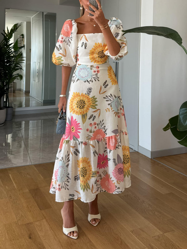 Camille | Women's Floral Puff Sleeve Maxi Dress