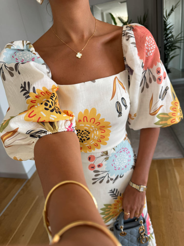 Camille | Women's Floral Puff Sleeve Maxi Dress