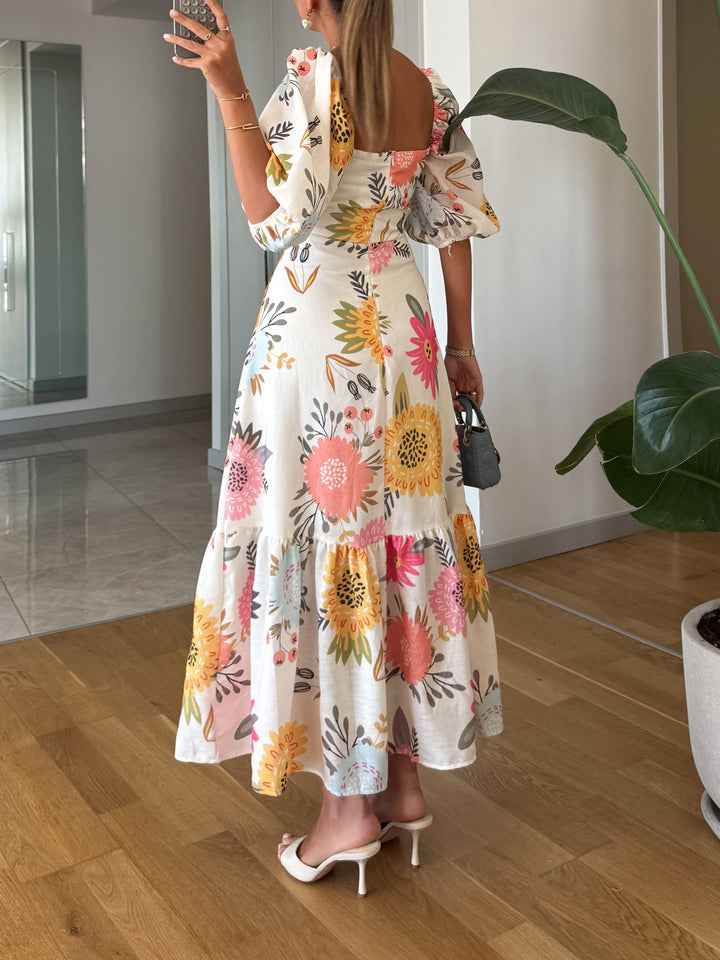 Camille | Women's Floral Puff Sleeve Maxi Dress