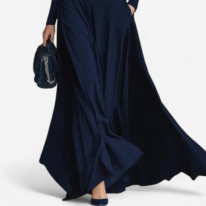 Yvelise™ Maxi Dress with Stand-Up Collar
