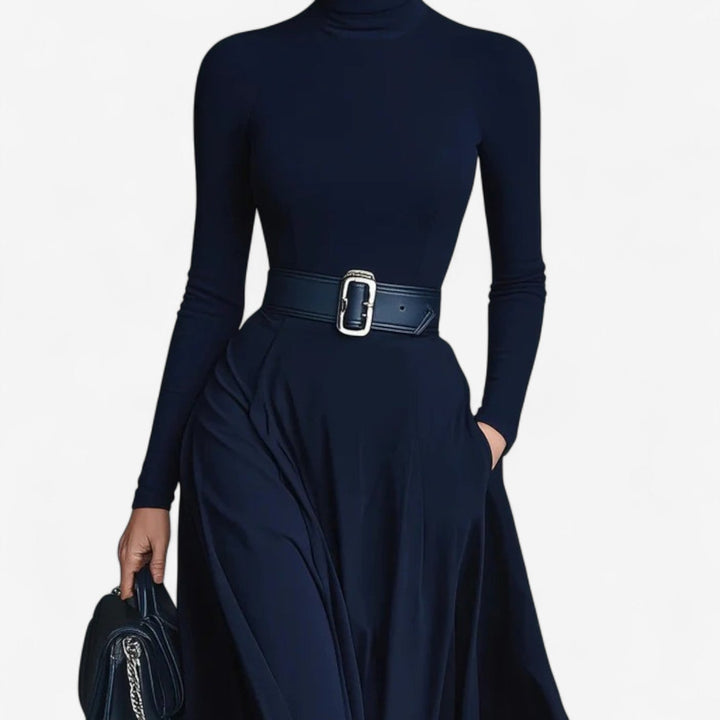 Yvelise™ Maxi Dress with Stand-Up Collar
