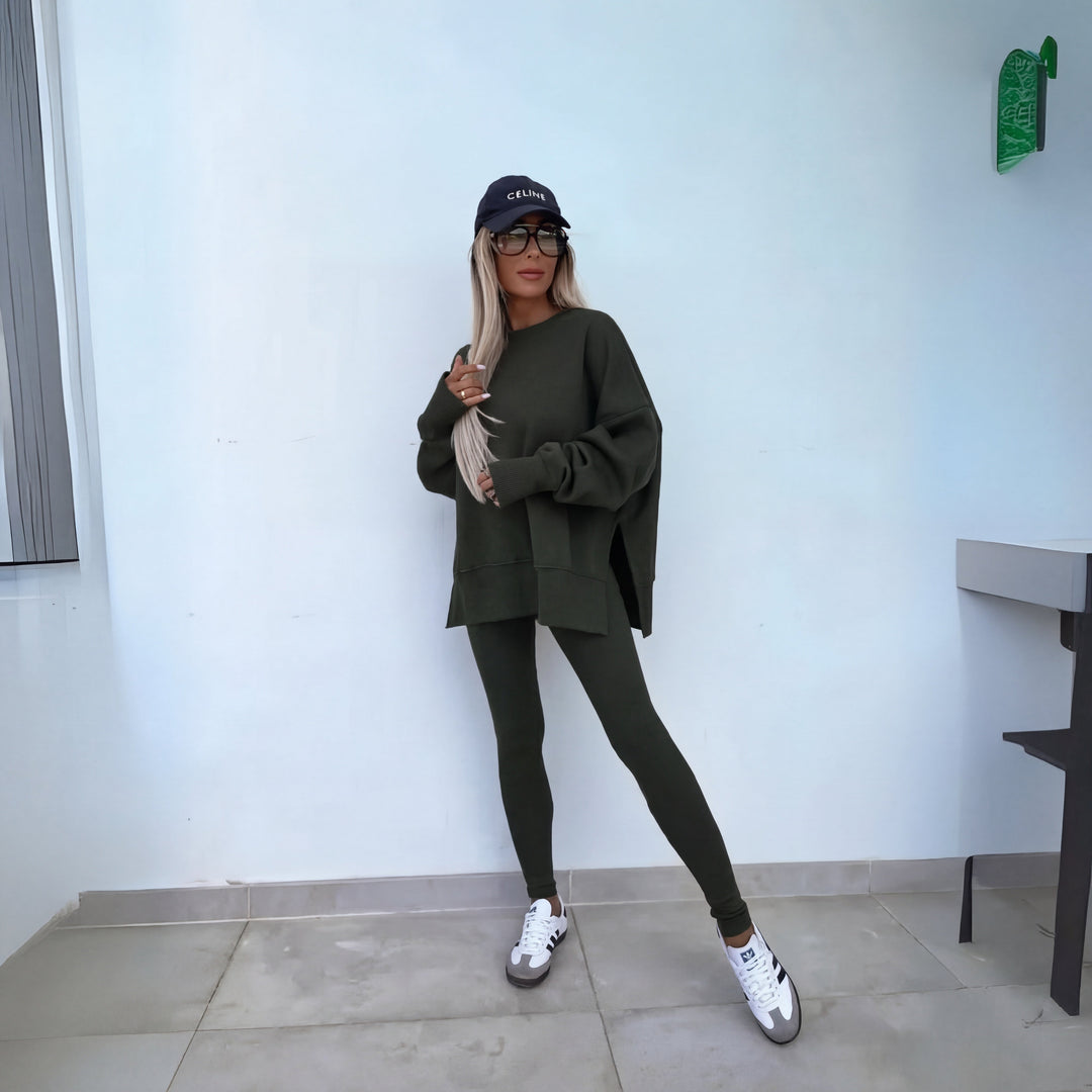 YACHI™ - Relaxed Long-Sleeve Sweatshirt and Pants Ensemble