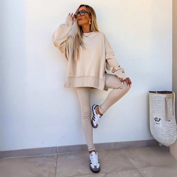 YACHI™ - Relaxed Long-Sleeve Sweatshirt and Pants Ensemble