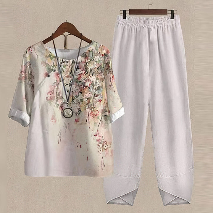 Damen Zweiteiliges Set mit Rundhals und Kurzarm