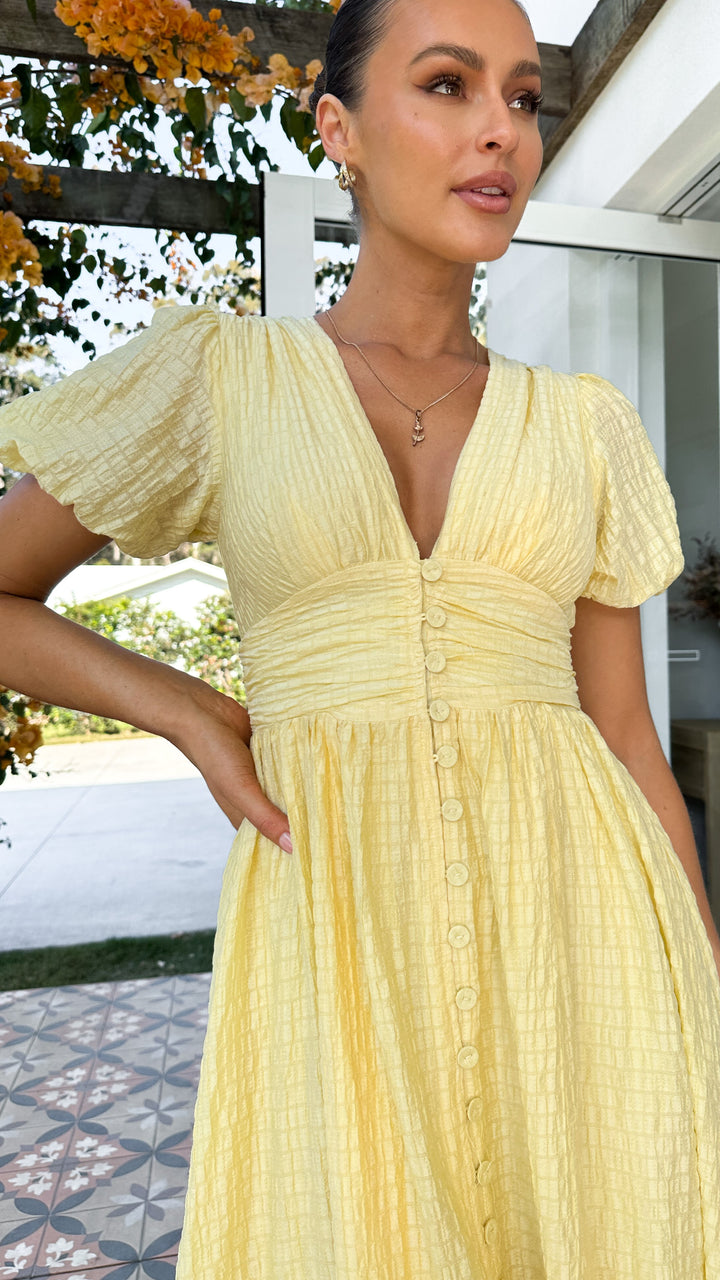 Yara | Women's V-Neck Button-Up Maxi Dress