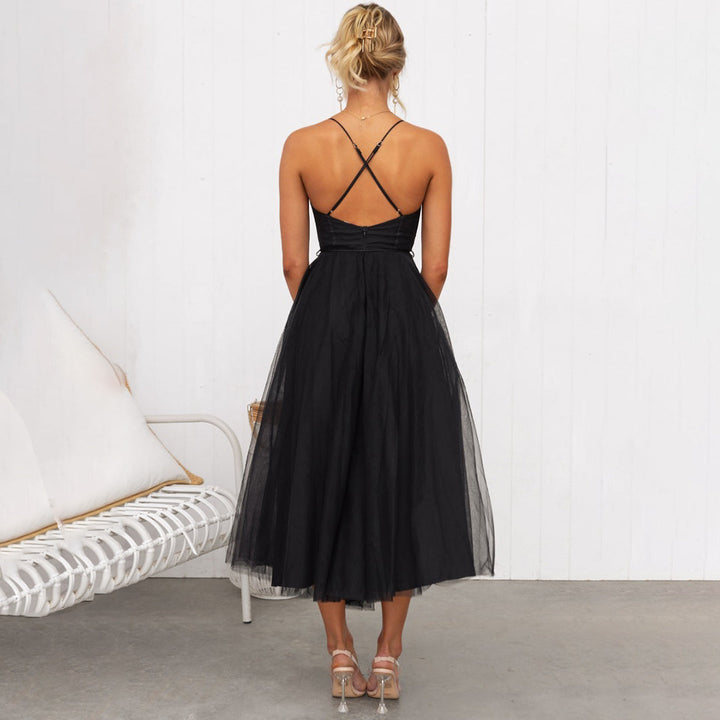Ärmelloses Midi-Kleid für Damen mit Taillenzug