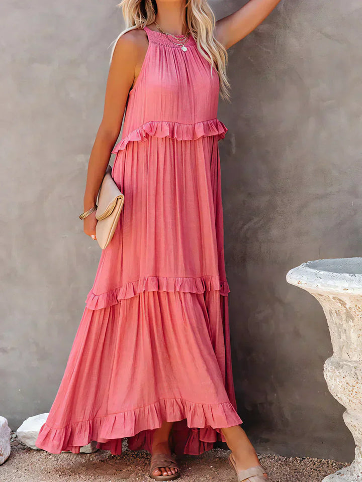 Sarah | Halterneck Ruched Maxi Dress (Almost sold out)