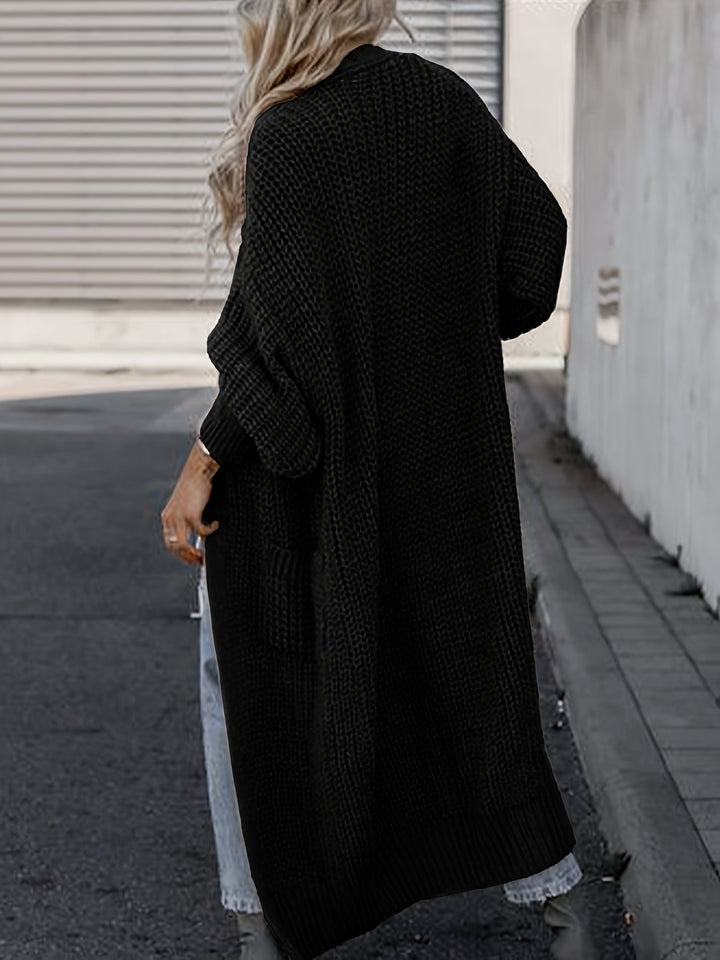 Women’s maxi cardigan with long sleeves and pockets