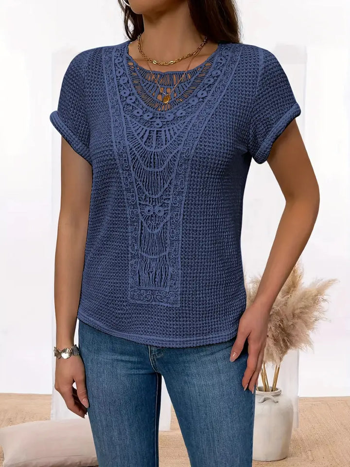 Megan™ - Chic Lace Round Neck Shirt