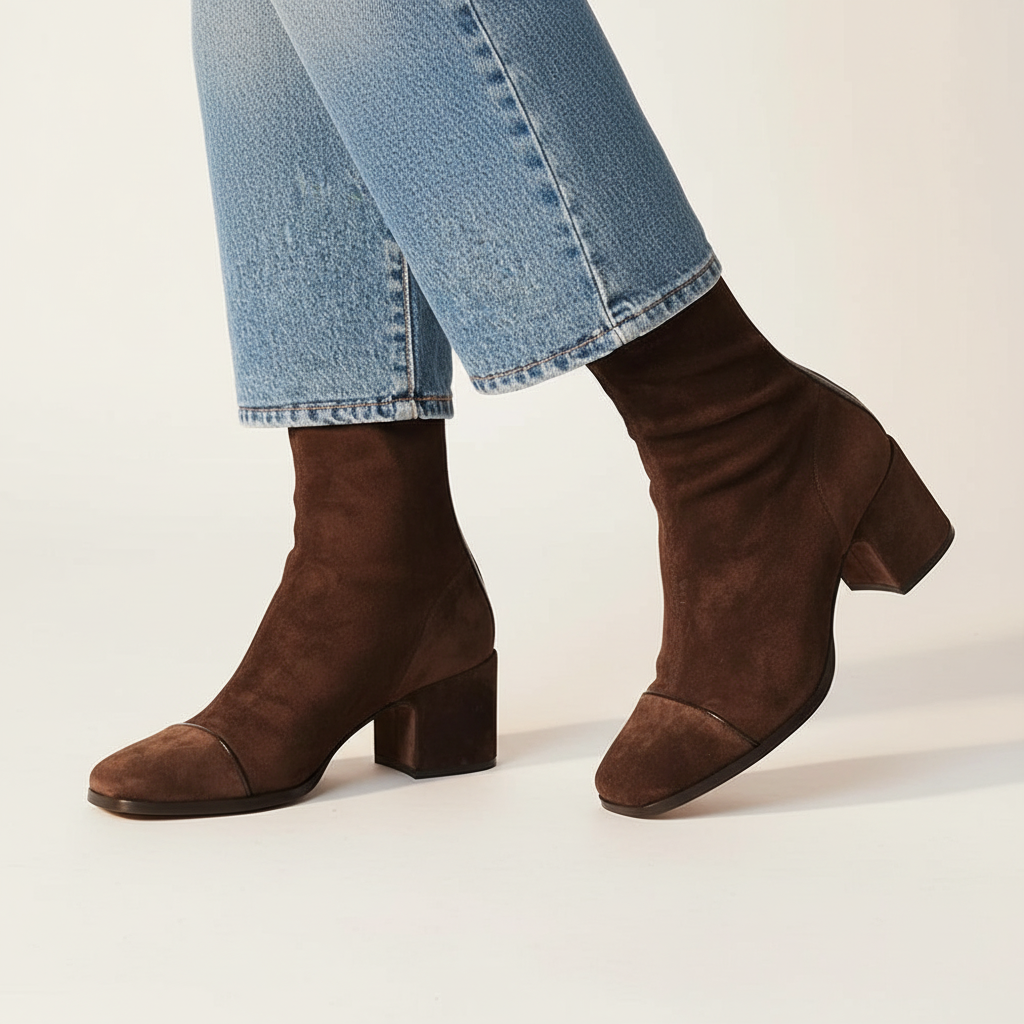 Lily™ | Stylish Suede Square-Toe Ankle Boots