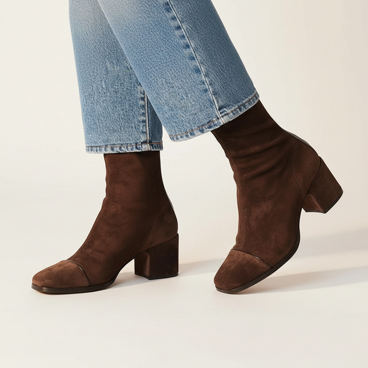 Lily™ | Stylish Suede Square-Toe Ankle Boots